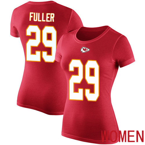 Women Football Kansas City Chiefs #29 Fuller Kendall Red Rush Pride Name and Number T-Shirt